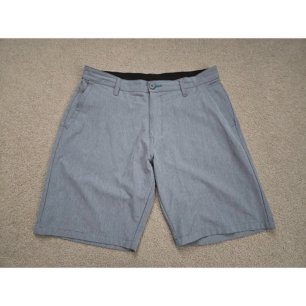 Burnside Shorts Men 34 X 10 Gray Stretch Zip Pocket Unlined Golf Outdoors Hiking